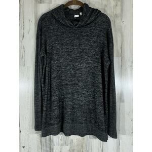 Gap Sweater Size Medium Marled Dark Gray Cowl Neck Stretchy Ribbed‎ Trim